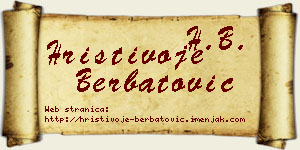 Hristivoje Berbatović vizit kartica